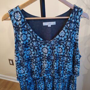 Loft Blue Sleeveless Floral Dress - Size Petite XXL